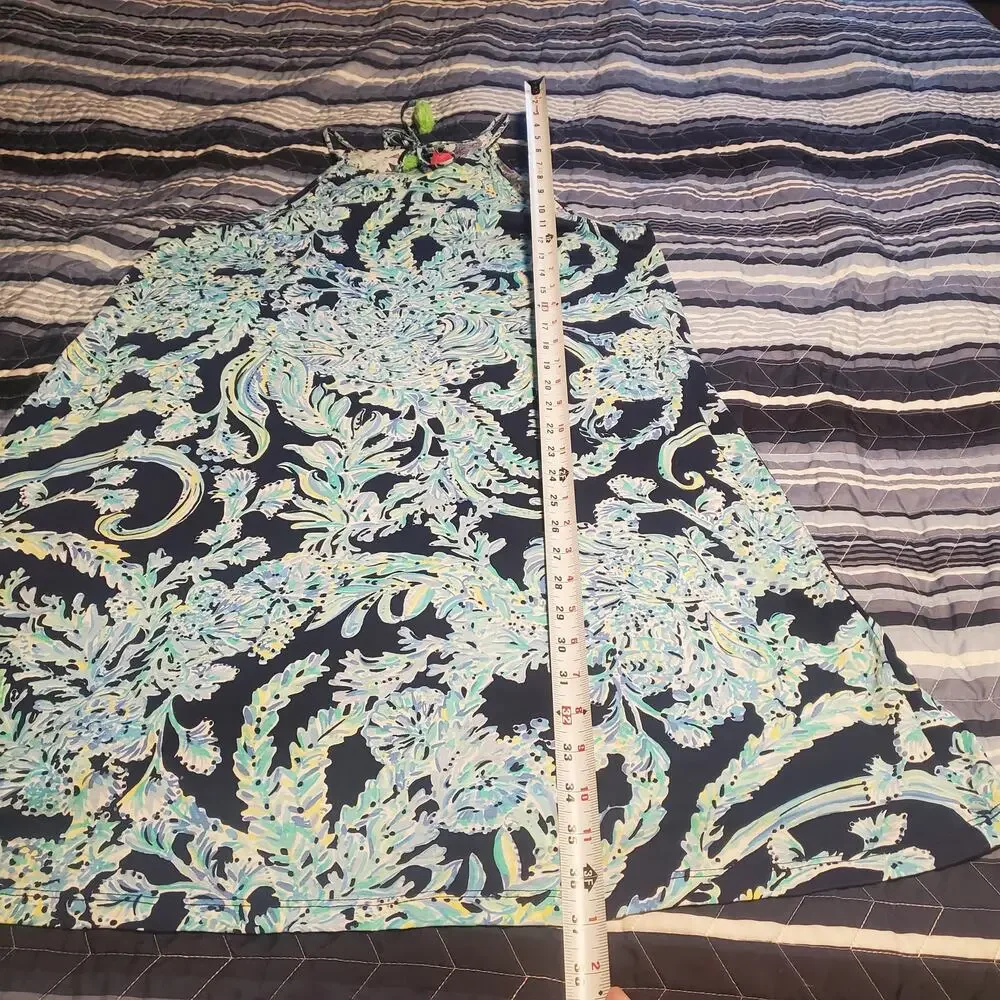 Lilly Pulitzer Margot Swing Dress Sz L High Tide Scuba Doo Pima Cotton Resort - Picture 8 of 8